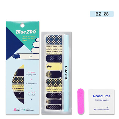 

Blue ZOO 20PcsSheet Nail Polish Stickers with 1Pcs Nail File Cute Patterns Full Wraps Nail Art Adhesive Decals