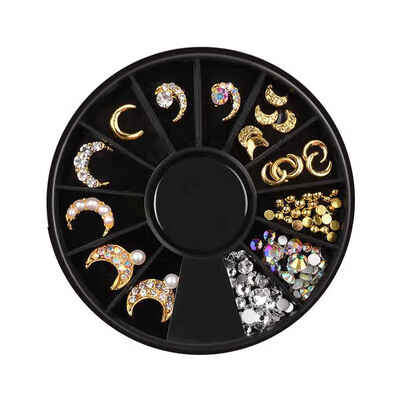 

12 Grids Star Moon Rivet Manicure Sequin Trays Alloy Electroplating Nail Accessories Decoration Set