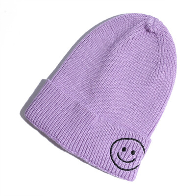 

Hat female smiling face cute ladies knit hat autumn&winter Korean version of Joker new wool hat Korea earmuff head cap