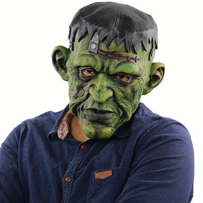 

Halloween Horn Mask 2019 Waterproof Environment-friendly Scary Latex Green Clown Mask Halloween Bar Party Cosplay Props Supplies