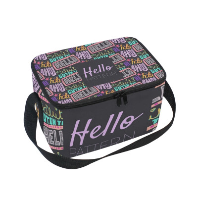 

ALAZA Lunch Box Insulated Lunch Bag Large Cooler Hello Pattern Tote Bag