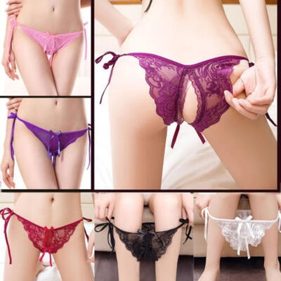 

Sexy Women Open Crotch Lace Soft See Through Crotchless Brief G-string Underwear