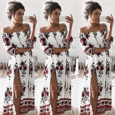 

Women Sexy Summer Dress Boho Maxi Long Evening Party Dress Beach Dress Sundress
