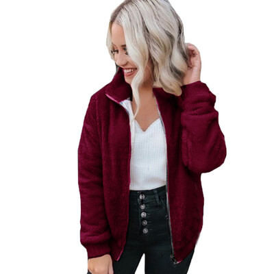 

Toponeto Fashion Women Warm Fluffy Sweatshirt Winter Zipper Casual Outwear Coat