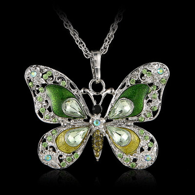 

Rhinestone Butterfly Long Necklaces Sweater Necklaces Necklace For Women Necklace Pendants Silver Plated Jewelry with Chain Link