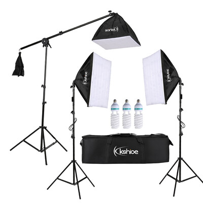 

86" Photography Studio 3 Soft Box Light Stand Continuous Lighting Kit Diffuser