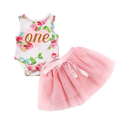 

Newborn Baby Girl 1st Birthday Cake Smash Outfits Princess Romper Tutu Skirt Set