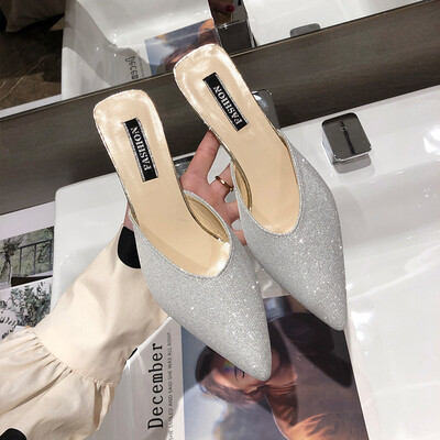

Slippers womens summer Korean version of fashion chic sexy fine heels girls wear Muller shoes outside