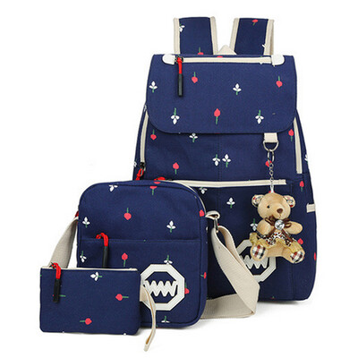 

Girl\s Bags Set Canvas Backpack Crossbody Bag Pencil Bag School Bags Set