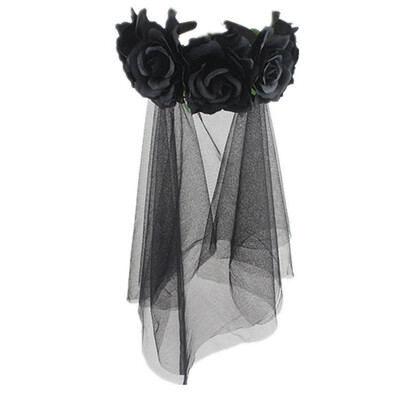 

〖Follure〗New Simulation Rose Black Lace Head Buckle Party Halloween Horror Headband