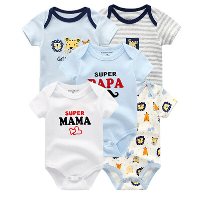 

5Pcslot Babywear Unisex Baby Girls Clothes Bodysuits Short Sleeve Solid Baby Boys Clothes Rompers Cotton For Babies Newborn 0-12M