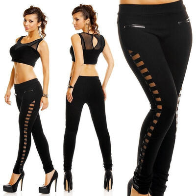 

Slim Pants Skinny Redial Black with Net Fashion Woman