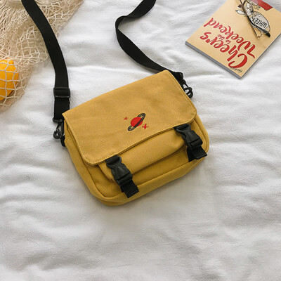 

Bag bag female 2019 new Korean casual simple retro messenger bag ins Harajuku canvas shoulder Messenger bag