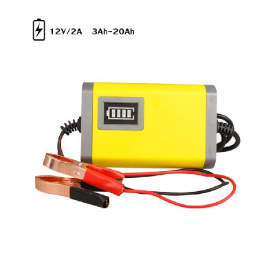 

Car Motorcycle Battery Charger 12V 2A Full Automatic Smart Power Charger Maintainer 3 Stages Lead Acid AGM GEL Intelligent LED Dis