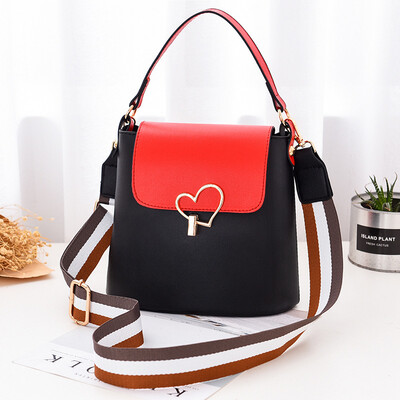 

New girl fresh&simple contrast color small bag square box love wide shoulder strap shoulder diagonal package