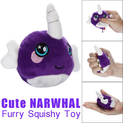 

Siaonvr 9cm Furry Squishies Cute Narwhal Foamed Stuffed Slow Rising Squeeze Stress Toys