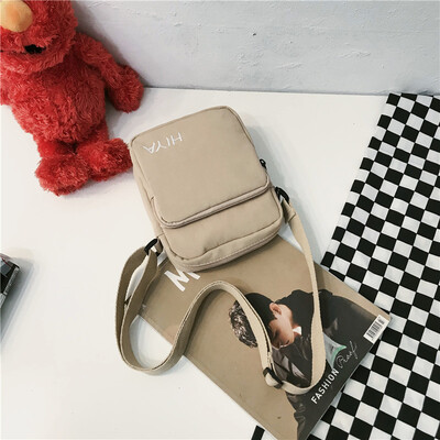 

Small bag canvas bag woman single shoulder oblique satchel college student chic Korean version of ancient writing girl ins departm