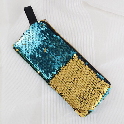

1Pc Fashion Double Color Sequins Glitter Handbag Pencil Case Stationery Pen Bag Cosmetic Makeup Bag