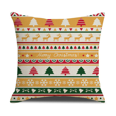 

Tailored Christmas Linen Skin Pillow Case Pillow Cushion Elk Snowflake Print 45×45CM
