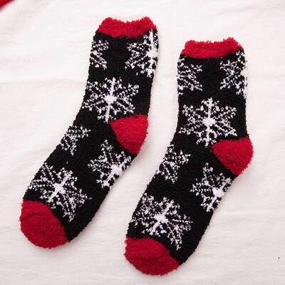 

1 Pair Ladies Cute Santa Coral Fleece Wool Christmas Thick Warm Fluffy Winter Floor Socks Free Size