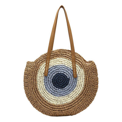 

Hit Color Straw Shoulder Handbags Women Top-handle Bags Large Shopping Tote