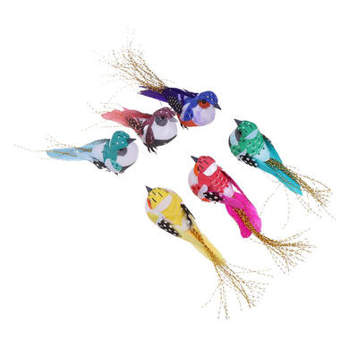 

12pcs Colorful Artificial Foam Feather Mini Craft Birds Home Gardens Decor