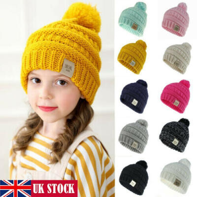 

US Cute Toddler Girl Boy Kids Baby Infant Winter Warm Pom Pom Knit Beanie Cap