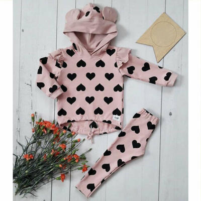 

UK Newborn Baby Girls Kid Top Hooded Pullover Trousers Pants Autumn Clothes 2PCS