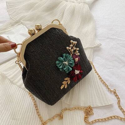 

Tailored Womens Fashion Retro Woven Shoulder Bag Floral Handbag Woven Bag Beach Bag
