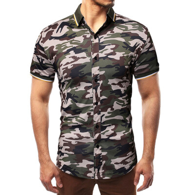 

Toponeto Fashion Mens Short Sleeve Camouflage Shirts Casual Formal Slim Fit Shirt Top