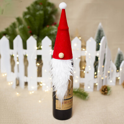 

Tailored Adorable Wine Bottle Cover Artificial Beard Christmas Decor Xmas Santa Claus Set
