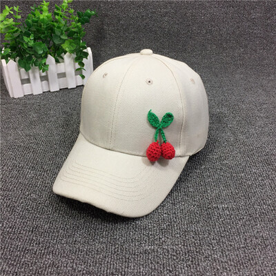 

Hat female summer cap Korean version of cherry baseball cap mens tide summer travel sun Joker Sun Hat