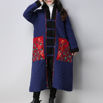 

Toponeto Women Winter Coat Folk-Custom Cotton-Padded Lamb Cashmere Easy Cotton Jacket