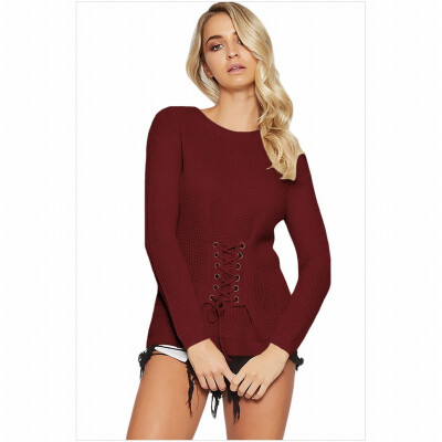 

Round neck long sleeves tight bottoming shirt casual warm knit sweater