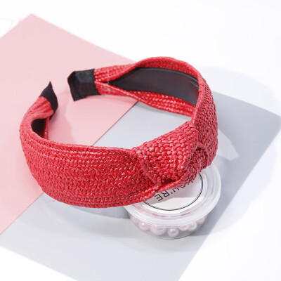 

New Fashion Vintage Bow Knot Cross Hand-Woven Imitate Raffia Holiday Headband Headwear Accessories