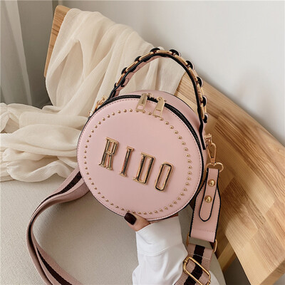 

Qiao Bani 2019 new Korean chic fashion rivet personality small round bag shoulder shoulder diagonal trend handbags