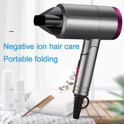 

Portable Mini Hair Dryer Folding Negative Ionic Blow Dryer With 2 Speed 2 Heat SettingEU PLUG
