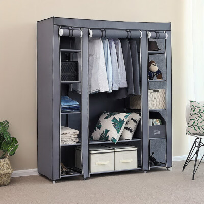 

69" Portable Clothes Closet Wardrobe Storage Organizer with Non-Woven Fabric Gray