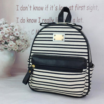 

Striped School Backpack Lightweight Bookbag Tote Bag For Women Girls