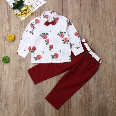 

Baby Boys Kids Formal Gentleman Outfits Suit Tops Shirt Long Pants Set Clothes