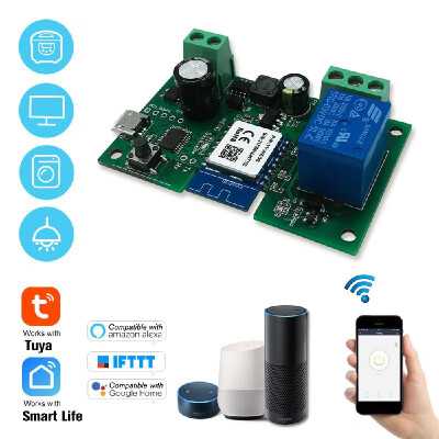 

Tuya DC5V 12V 24V 32V WiFi Switch Wireless Relay Module Single-way InchingSelf-Locking Timing APP Remote Control Voice Control Co