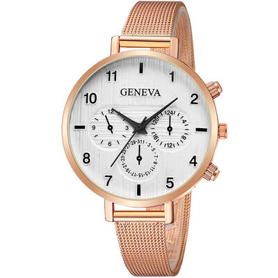 

GENEVA Female Watch Cool Girl Metal Mesh Band Stainless Steel Quartz Writwatch Sport Business Luxury Watches Relogio Feminino