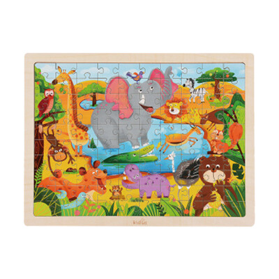 

Gotoamei 100 Pieces Wooden Puzzle Kids Toy Puzzle Games Animal Pattern Kid Gift