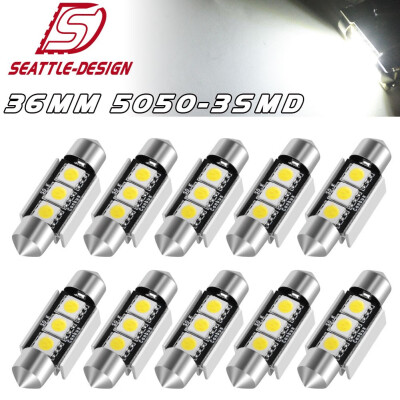 

10x CANBUS Super White 36mm 5050 LED Dome Map Interior Light Bulbs 6461 6418 C5W