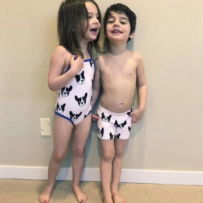 

2pcs Kids Baby Girl Boy Sister Brother Matching Swimsuit Swimwear Swim Shorts