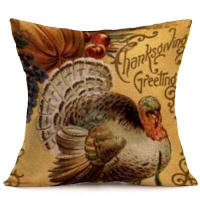 

〖Follure〗Happy Fall Thanksgiving Day Soft Linen Pillow Case Cushion Cover Home Decor
