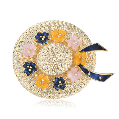 

Fashion Hat Brooches Flowers Gold Drop Oil Enamel Brooch Pins Women Gift Jewelry Accessories