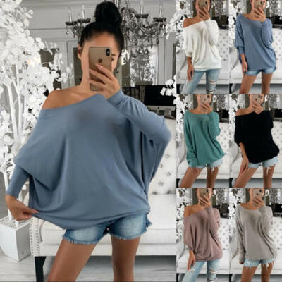 

US Womens Long Sleeve Blouse Ladies Oversized Loose Baggy Pullover Tops T Shirt