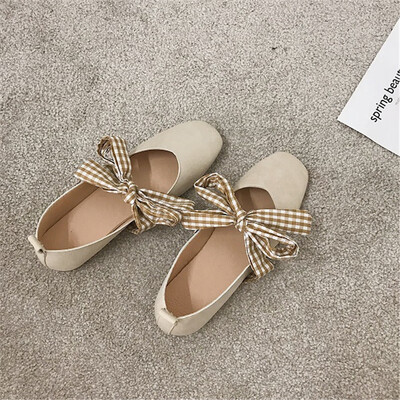 

Ballet shoes women bow flat shoes summer square head shallow mouth shoes fairy wind gentle shoes