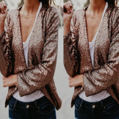 

Fashion Women Lapel Cape Sequin Long Sleeve Casual OL Blazer Suit Jacket Coat Outwear